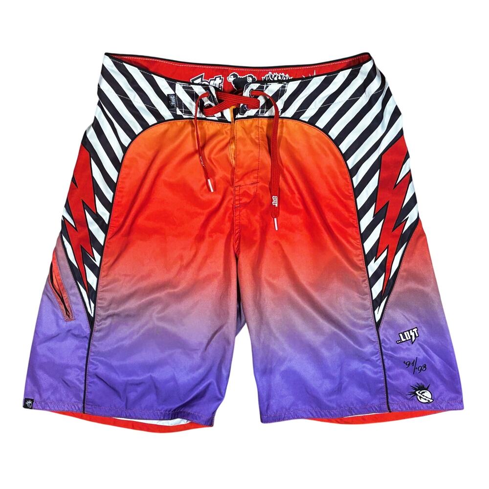 Vintage Lost Enterprise Board Shorts 34 Mayhem Y2K Baggy Black Sheep Surf Skate